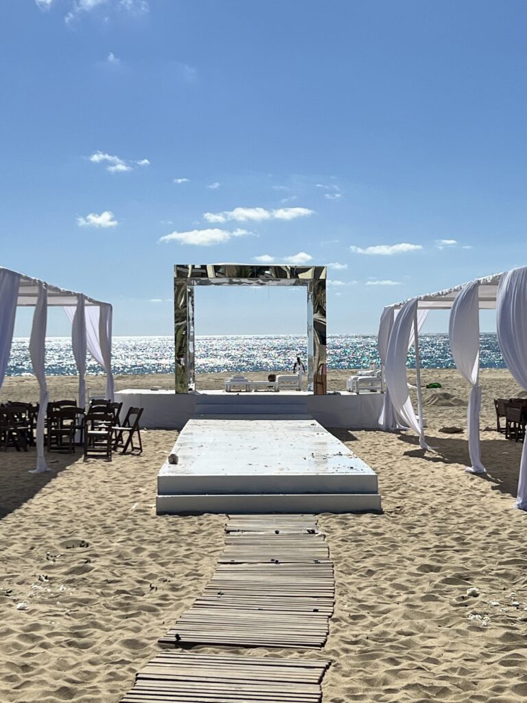 Hard Rock Los Cabos beach ceremony setup
